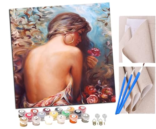 SENDJJ Malen Nach Zahlen Erwachsene Mädchenportrait DIY Handgemalt Ölgemälde Leinwand Kits Mit Pinsels und Acrylfarbe Als Geschenke und Heimdekoration Ohne Rahmen 40 x 40 cm von SENDJJ