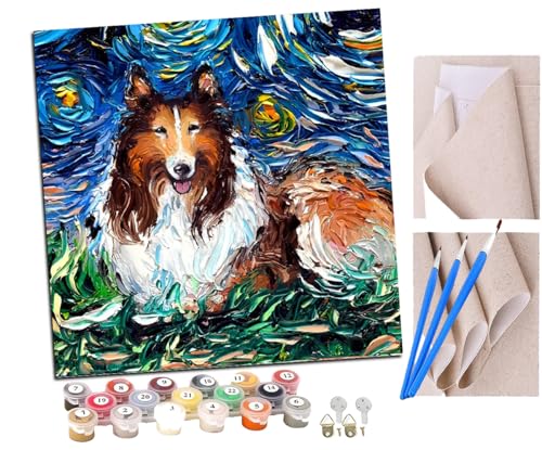 SENDJJ Malen Nach Zahlen Erwachsene NachthimmelHund Scottish Shepherd DIY Handgemalt Ölgemälde Leinwand Kits Mit Pinsels und Acrylfarbe Als Geschenke und Heimdekoration Ohne Rahmen 40 x 40 cm SENDJJ Malen Nach Zahlen Erwachsene NachthimmelHund Scottish Shepherd DIY Handgemalt Ölgemälde Leinwand Kits Mit Pinsels und Acrylfarbe Als Geschenke und Heimdekoration Ohne Rahmen 40 x 40 cm von SENDJJ