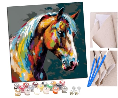 SENDJJ Malen Nach Zahlen Erwachsene Regenbogenpferd 7 Paint by Numbers diy GemäLde Kit mit Pinsel und Acrylfarbe Als Geschenk für Wanddeko Groß 40x40cm SENDJJ Malen Nach Zahlen Erwachsene Regenbogenpferd 7 Paint by Numbers diy GemäLde Kit mit Pinsel und Acrylfarbe Als Geschenk für Wanddeko Groß 40x40cm von SENDJJ