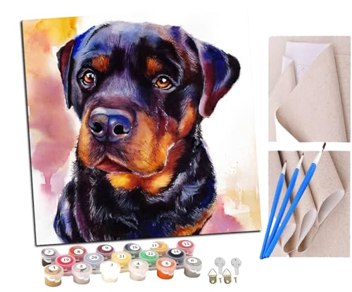 SENDJJ Malen Nach Zahlen Erwachsene Rottweiler Hund Paint by Numbers diy GemäLde Kit mit Pinsel und Acrylfarbe Als Geschenk für Wanddeko Groß 40x40cm SENDJJ Malen Nach Zahlen Erwachsene Rottweiler Hund Paint by Numbers diy GemäLde Kit mit Pinsel und Acrylfarbe Als Geschenk für Wanddeko Groß 40x40cm von SENDJJ