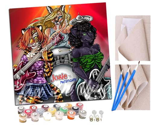 SENDJJ Malen Nach Zahlen Erwachsene Tier-Katzen-Band Bastelset Erwachsene Gemälde Leinwand 40x40 cm Mit Farbe und Pinsel - Geschenke und Maldekorationen von SENDJJ