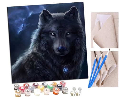 SENDJJ Malen Nach Zahlen Erwachsene Tier Wolf einsam DIY Handgemalt Ölgemälde Leinwand Kits Mit Pinsels und Acrylfarbe Als Geschenke und Heimdekoration Ohne Rahmen 40 x 40 cm von SENDJJ