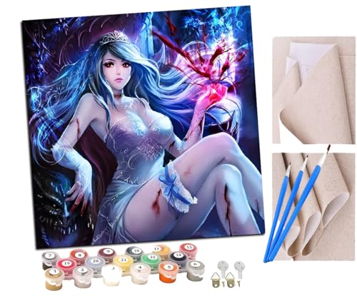 SENDJJ Malen Nach Zahlen Erwachsene Vampirengel Elfenmädchen 030 DIY Handgemalt Ölgemälde Leinwand Kits Mit Pinsels und Acrylfarbe Als Geschenke und Heimdekoration Ohne Rahmen 40 x 40 cm von SENDJJ