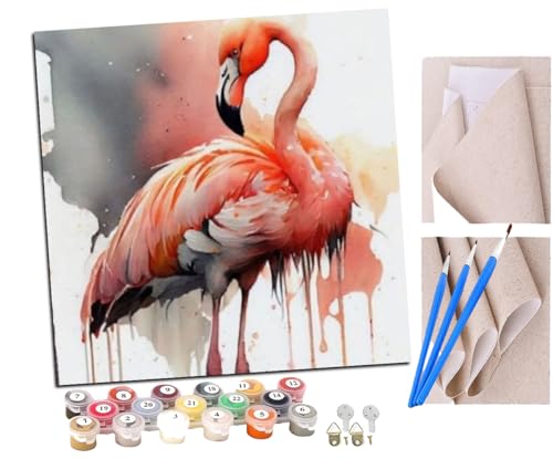 SENDJJ Malen nach Zahlen Aquarellflamingo Kits für Anfänger Erwachsene DIY Art Decor Handgemalte Malerei nach Zahlen Kreatives Geschenk Home Decoration 16x16 Zoll SENDJJ Malen nach Zahlen Aquarellflamingo Kits für Anfänger Erwachsene DIY Art Decor Handgemalte Malerei nach Zahlen Kreatives Geschenk Home Decoration 16x16 Zoll von SENDJJ