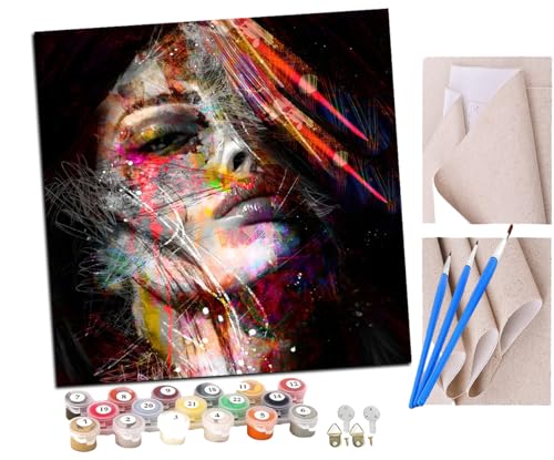 SENDJJ Malen nach Zahlen Kits Erwachsene und Kinder Frauengesicht bunt DIY Ölgemälde Digitale Leinwand Wandkunst Home Decoration - 40x40CM SENDJJ Malen nach Zahlen Kits Erwachsene und Kinder Frauengesicht bunt DIY Ölgemälde Digitale Leinwand Wandkunst Home Decoration - 40x40CM von SENDJJ