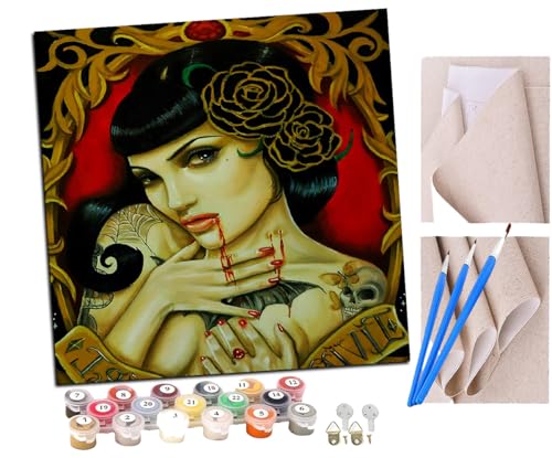 SENDJJ Malen nach Zahlen Kits Erwachsene und Kinder Tattoo Punk Hip Hop Graffiti Mädchen (133) DIY Ölgemälde Digitale Leinwand Wandkunst Home Decoration - 40x40CM von SENDJJ