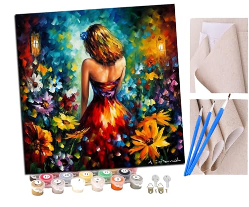 SENDJJ Malen nach Zahlen Mädchen Rücken Schmetterling Blumen bunt (2) Kits für Anfänger Erwachsene DIY Art Decor Handgemalte Malerei nach Zahlen Kreatives Geschenk Home Decoration 16x16 Zoll von SENDJJ