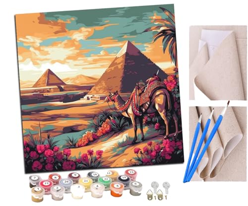 SENDJJ Malen nach Zahlen Pyramiden und Pharaonen (8) Kits für Anfänger Erwachsene DIY Art Decor Handgemalte Malerei nach Zahlen Kreatives Geschenk Home Decoration 16x16 Zoll von SENDJJ