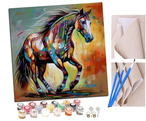 SENDJJ Malen nach Zahlen Vintage Edelpferde-Graffiti (36) Kits für Anfänger Erwachsene DIY Art Decor Handgemalte Malerei nach Zahlen Kreatives Geschenk Home Decoration 16x16 Zoll von SENDJJ