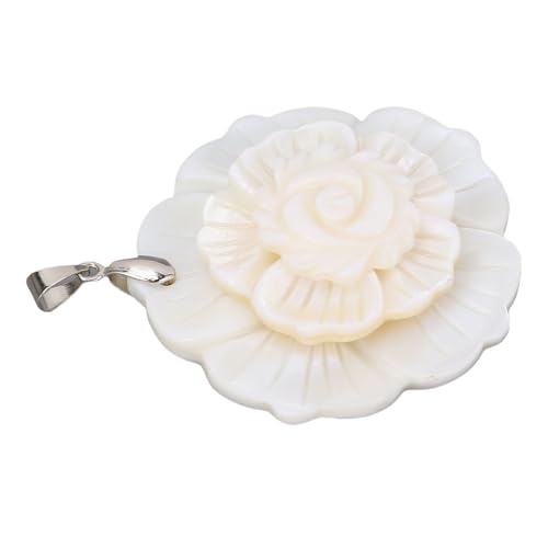 SENECESLI Abalone Shell Anhänger, Ungezügelter Muschelanhänger 3 Geschichtete Blumenelegant für Büro -Outfit (WHITE) von SENECESLI