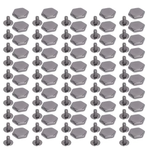 Sechskant, 12 Mm Robuster Hex -Nieten für Gürtel Handtaschen Schuhe Kleidung (Silberschwarz) von SENECESLI