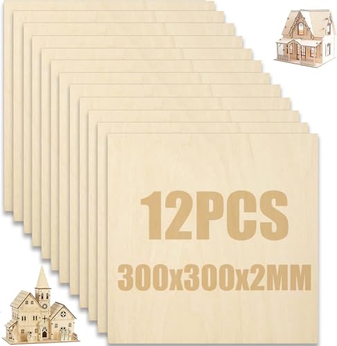SENENQU 12 Stück Lindenholz 2 mm, 300 x 300 x 2 mm Sperrholzplatte Holz, Sperrholz Holzplatten zum Basteln für Laserprojekte, DIY Modell, Kunst und Handwerk, Gemälde von SENENQU