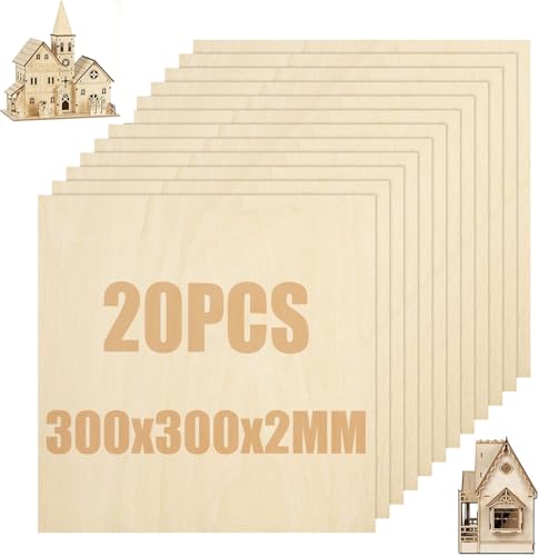 SENENQU 20 Stück Lindenholz 2 mm, Sperrholz 300 x 300 mm x 2 mm, Holzplatten zum Basteln für Laserprojekte, DIY Modell, Kunst und Handwerk, Gemälde SENENQU 20 Stück Lindenholz 2 mm, Sperrholz 300 x 300 mm x 2 mm, Holzplatten zum Basteln für Laserprojekte, DIY Modell, Kunst und Handwerk, Gemälde von SENENQU