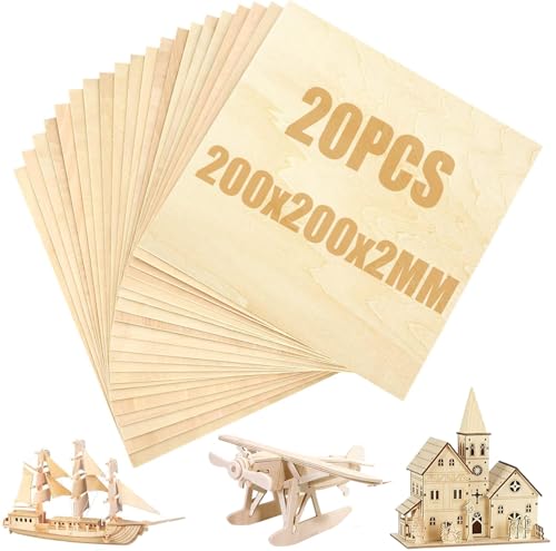 SENENQU 20 Stück Lindenholz 2 mm, Sperrholzplatte Holz Sperrholz 200 x 200 mm x 2 mm, Holzplatten zum Basteln für Laserprojekte, DIY Modell, Kunst und Handwerk, Gemälde SENENQU 20 Stück Lindenholz 2 mm, Sperrholzplatte Holz Sperrholz 200 x 200 mm x 2 mm, Holzplatten zum Basteln für Laserprojekte, DIY Modell, Kunst und Handwerk, Gemälde von SENENQU