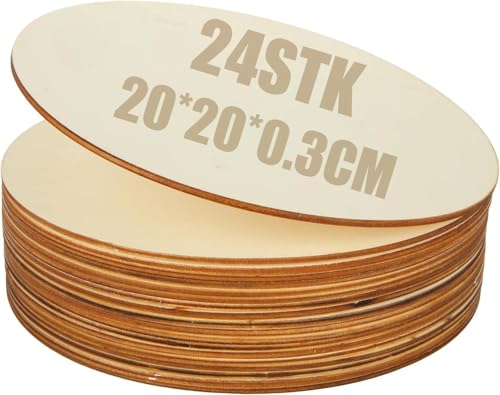 SENENQU 24 Stücke Runde Holzscheiben 20cm Durchmesser, 3mm Dick Holzscheiben zum Basteln, Dekorative Holzscheibe für Basteln Hochzeit Weihnachten Dekoration Geschenkanhänger SENENQU 24 Stücke Runde Holzscheiben 20cm Durchmesser, 3mm Dick Holzscheiben zum Basteln, Dekorative Holzscheibe für Basteln Hochzeit Weihnachten Dekoration Geschenkanhänger von SENENQU