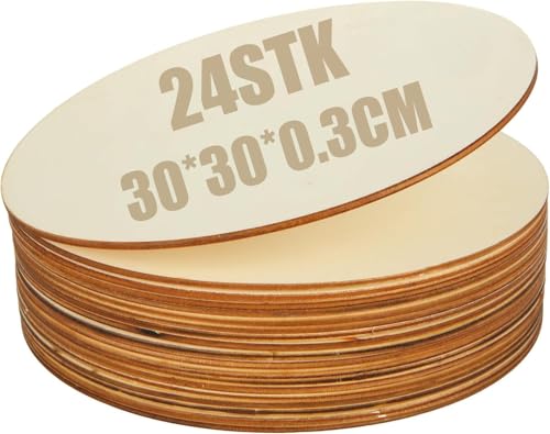 SENENQU 24 Stücke Runde Holzscheiben 30cm Durchmesser, 3mm Dick Holzscheiben zum Basteln, Dekorative Holzscheibe für Basteln Hochzeit Weihnachten Dekoration Geschenkanhänger SENENQU 24 Stücke Runde Holzscheiben 30cm Durchmesser, 3mm Dick Holzscheiben zum Basteln, Dekorative Holzscheibe für Basteln Hochzeit Weihnachten Dekoration Geschenkanhänger von SENENQU