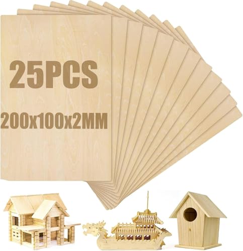 SENENQU 25 Stück Lindenholz 2 mm, 200 x 100 x 2 mm Sperrholzplatte Holz, Sperrholz Holzplatten zum Basteln für Laserprojekte, DIY Modell, Kunst und Handwerk, Gemälde SENENQU 25 Stück Lindenholz 2 mm, 200 x 100 x 2 mm Sperrholzplatte Holz, Sperrholz Holzplatten zum Basteln für Laserprojekte, DIY Modell, Kunst und Handwerk, Gemälde von SENENQU