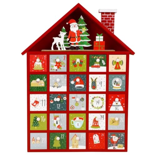 SENIURIS Roter Holz-Adventskalender mit 25 Schubladen, Countdown bis Weihnachten, nachfüllbar, aus Holz SENIURIS Roter Holz-Adventskalender mit 25 Schubladen, Countdown bis Weihnachten, nachfüllbar, aus Holz von SENIURIS