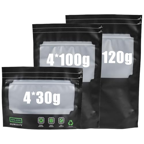 12 Stück für 30g/100g/120g Terploc Grove Bags, Wiederverwendbare Aufbewahrungsbeutel, Luftdichte Dry Ferm Bag, Geruchskontrolle, UV-Schutz & Feuchtigkeitskontrolle (58–62%) von SENLINLIN