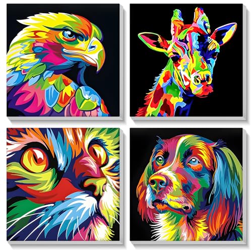 SENQAO 4 Stück Malen Nach Zahlen Erwachsene Kinder mit Rahmen, Tiere Malen Nach Zahlen ab 5 6 7 9 Jahre Mädchen, Diy Set Erwachsene Acrylfarben Ölgemälde Leinwand für Home Décor, 20x20cm SENQAO 4 Stück Malen Nach Zahlen Erwachsene Kinder mit Rahmen, Tiere Malen Nach Zahlen ab 5 6 7 9 Jahre Mädchen, Diy Set Erwachsene Acrylfarben Ölgemälde Leinwand für Home Décor, 20x20cm von SENQAO