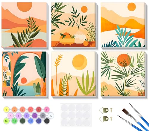 SENQAO 6 Stück Malen Nach Zahlen Erwachsene mit Rahmen, Malen Nach Zahlen Landschaft, Diy Set Erwachsene mit Pinseln und Acrylfarben Handgemalt Ölgemälde Leinwand für Home Décor, 20x20 cm SENQAO 6 Stück Malen Nach Zahlen Erwachsene mit Rahmen, Malen Nach Zahlen Landschaft, Diy Set Erwachsene mit Pinseln und Acrylfarben Handgemalt Ölgemälde Leinwand für Home Décor, 20x20 cm von SENQAO