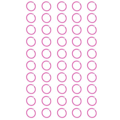 50 Stück Kunststoff-Ringe für lose Blätter, 28 mm, rund, abnehmbare Buchringe, Binderinge für Karteikarten, Notizbuch, Schlüsselanhänger, DIY (Rosa) von SENRISE