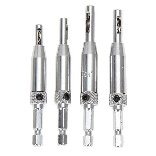 Bohrer-Set, 4-teilig, Sechskantschaft, selbstzentrierendes Scharnier-Bohrer-Bit für No6 Gauge Schrauben – 11/64 Zoll, 9/64 Zoll, 7/64 Zoll, 5/64 Zoll von SENRISE