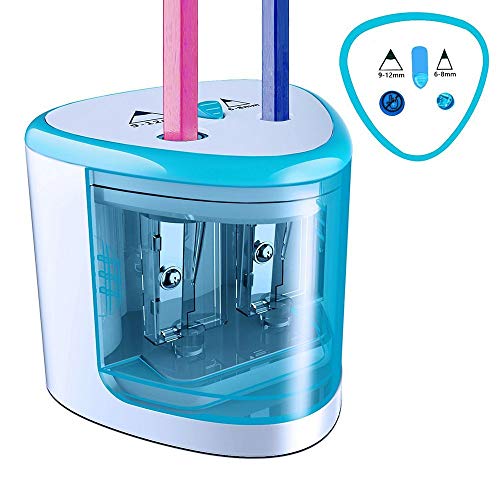 Elektrischer Bleistiftspitzer, 2 Löcher, automatischer Schreibtisch-Bleistiftschneider, batteriebetrieben, für Kinder, Schule, Klassenzimmer, Büro, Zuhause und Schreibwaren, Geschenke, blau Elektrischer Bleistiftspitzer, 2 Löcher, automatischer Schreibtisch-Bleistiftschneider, batteriebetrieben, für Kinder, Schule, Klassenzimmer, Büro, Zuhause und Schreibwaren, Geschenke, blau von SENRISE