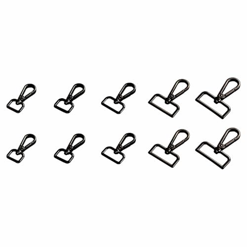 Karabinerhaken mit Drehgelenk, 13/16/19/25/32 mm, Zinklegierung, Karabinerhaken, drehbar, mit D-Ring, für Geldbörsen, Schlüsselanhänger, Haustierhalsbänder, 10 Stück (schwarz) von SENRISE