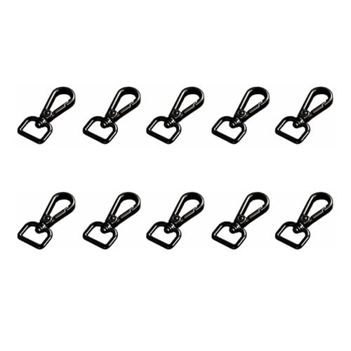 Karabinerhaken mit Drehgelenk, 13 mm, Zinklegierung, Karabinerhaken, drehbarer Karabinerhaken mit D-Ring für Geldbörsen, Schlüsselanhänger, Haustierhalsbänder, 10 Stück (schwarz) von SENRISE