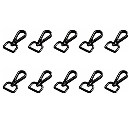 Karabinerhaken mit Drehgelenk, 16 mm, Zinklegierung, Karabinerhaken, drehbarer Karabinerhaken mit D-Ring für Geldbörsen, Schlüsselanhänger, Haustierhalsbänder, 10 Stück (schwarz) von SENRISE