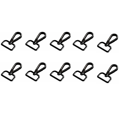 Karabinerhaken mit Drehgelenk, 19 mm, Zinklegierung, Karabinerhaken, drehbarer Karabinerhaken mit D-Ring für Geldbörsen, Schlüsselanhänger, Haustierhalsbänder, 10 Stück (schwarz) von SENRISE
