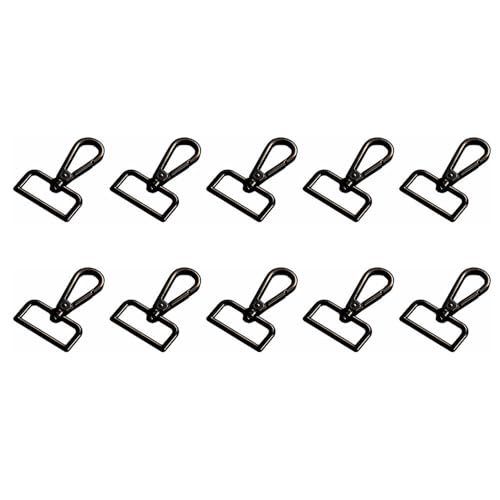 Karabinerhaken mit Drehgelenk, 25 mm, Zinklegierung, Karabinerhaken mit D-Ring für Geldbörsen, Schlüsselanhänger, Haustierhalsbänder, 10 Stück (schwarz) von SENRISE