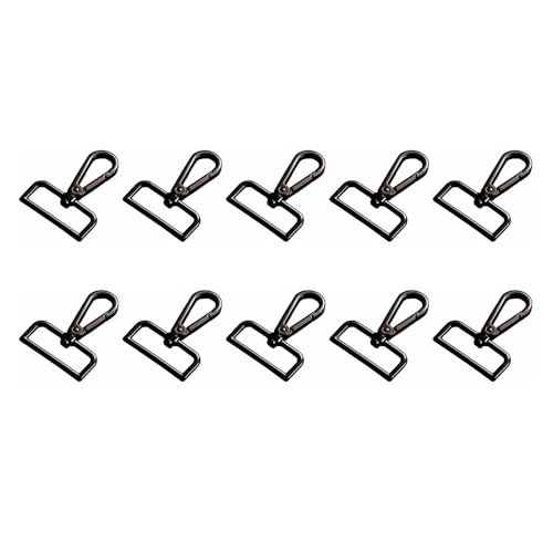Karabinerhaken mit Drehgelenk, 32 mm, Zinklegierung, Karabinerhaken, drehbarer Karabinerhaken mit D-Ring für Geldbörsen, Schlüsselanhänger, Haustierhalsbänder, 10 Stück (schwarz) von SENRISE