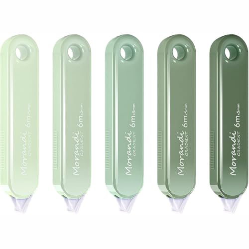 Korrekturband, Pastellfarben, Weiß, Roller, sofortige Korrektur, Schreibwarenzubehör für Studenten, Büroangestellte, Zuhause, Schule, Farbverlauf, Grün, 5 Stück von SENRISE