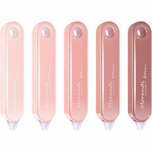 Korrekturband, Pastellfarben, Weiß, Roller, sofortige Korrektur, Schreibwarenzubehör für Studenten, Büroangestellte, Zuhause, Schule, Farbverlauf, Rosa, 5 Stück von SENRISE