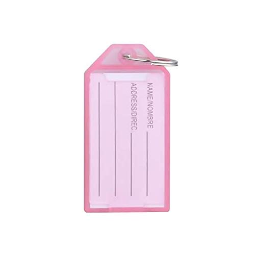 Schlüsselanhänger aus Kunststoff für Gepäck, Namensschild mit Spaltring, Etikett, Fenster, Papieretiketteneinsätze für Schlüssel, Gepäck, persönliche Gegenstände (Pink, 10 Stück) von SENRISE