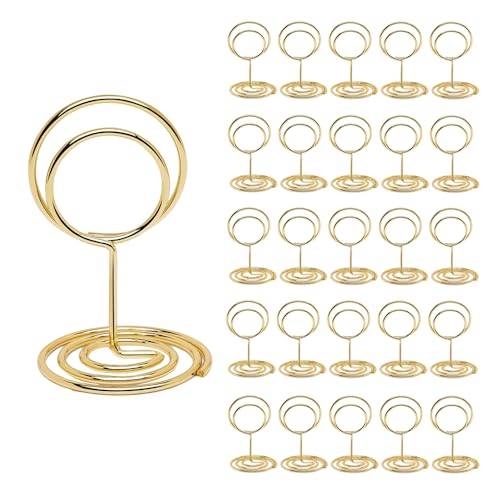 Tischnummernhalter, Metall, Tischkartenhalter, Schreibtisch-Notiz-Clip, stehender Bildhalter für Restaurant, Menü, Büro, Memo, Visitenkarten-Dekorationen, Gold, 26 Stück Tischnummernhalter, Metall, Tischkartenhalter, Schreibtisch-Notiz-Clip, stehender Bildhalter für Restaurant, Menü, Büro, Memo, Visitenkarten-Dekorationen, Gold, 26 Stück von SENRISE