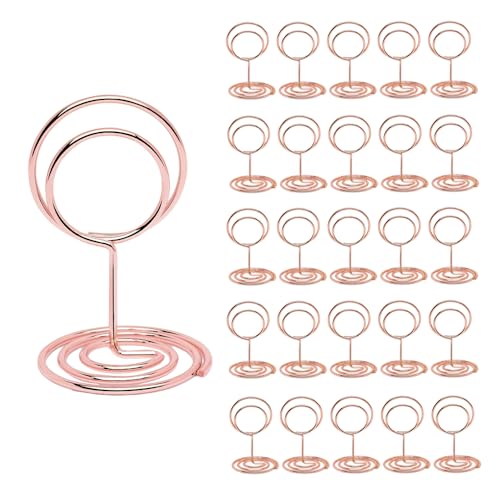 Tischnummernhalter, Metall, Tischkartenhalter, Schreibtisch-Notiz-Clip, stehender Bildhalter für Restaurant, Menü, Büro, Memo, Visitenkarten-Dekorationen, Roségold, 26 Stück Tischnummernhalter, Metall, Tischkartenhalter, Schreibtisch-Notiz-Clip, stehender Bildhalter für Restaurant, Menü, Büro, Memo, Visitenkarten-Dekorationen, Roségold, 26 Stück von SENRISE