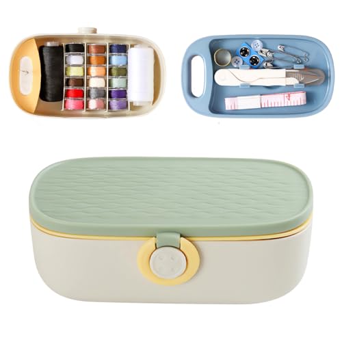 Tragbares Nähset mit Aufbewahrungsbox, Essentieller Nähkoffer mit Fächern und Zubehör für Zuhause und Notfall, Hellgrün Tragbares Nähset mit Aufbewahrungsbox, Essentieller Nähkoffer mit Fächern und Zubehör für Zuhause und Notfall, Hellgrün von SENRISE
