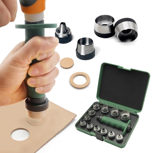 SENROG 12-in-1 Dichtungstanzer-Set mit scharfen Leder-Lochstanzern, Locher-Set für Leder, 1,9 cm bis 3,8 cm Locher-Set mit Griff SENROG 12-in-1 Dichtungstanzer-Set mit scharfen Leder-Lochstanzern, Locher-Set für Leder, 1,9 cm bis 3,8 cm Locher-Set mit Griff von SENROG