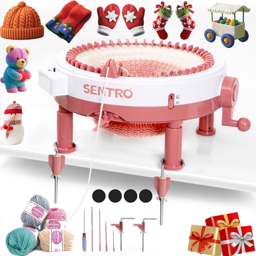 SENTRO Strickmaschine 48 Nadeln mit Klemme & Zähler, Rundstrickmaschine mit Rohr-/Panel-Modus & 4 Garn-Dichte-Einstellungen, DIY Strickset für Mützen, Schals & Decken, Einfach für Anfänger & Experten von SENTRO