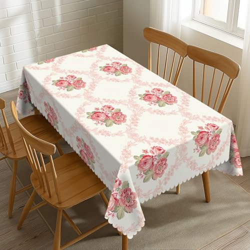 SENYOUMI Tischdecke mit Blumenmuster, rechteckig, 137 x 183 cm, Küche, Frühling, Blumenmuster, wasserdichte Tischdecke für Dinner-Party, Picknick, Outdoor von SENYOUMI