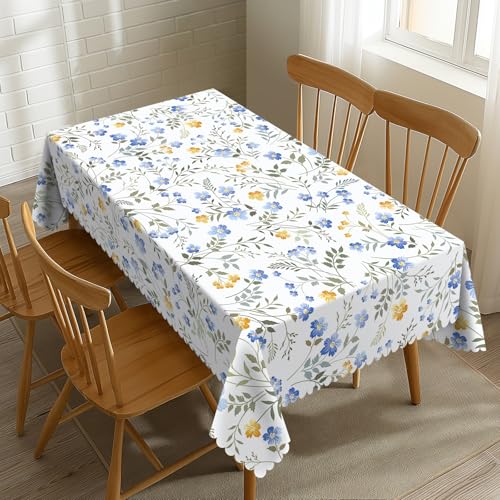 SENYOUMI Tischdecke mit Blumenmuster, rechteckig, 137 x 183 cm, Küche, Frühling, Blumenmuster, wasserdichte Tischdecke für Dinner-Party, Picknick, Outdoor von SENYOUMI