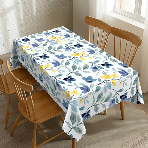 SENYOUMI Tischdecke mit Blumenmuster, rechteckig, Wasserfarben, 137 x 183 cm, wasserdichte Tischdecke für Dinner-Party, Picknick, Küche von SENYOUMI