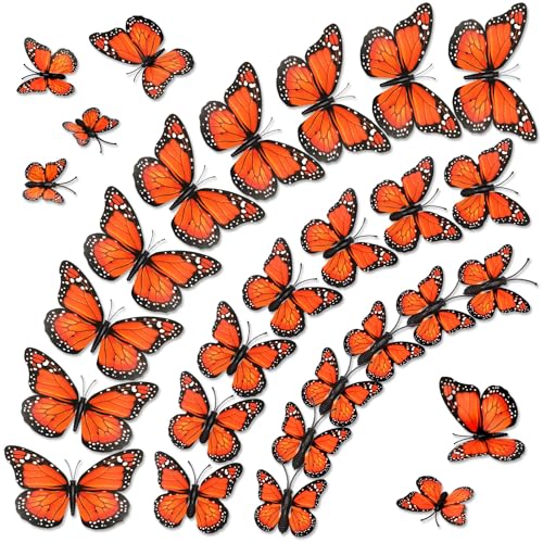 Monarch-Schmetterling-Dekorationen, 3D-orangefarbene künstliche Schmetterlinge für Zuhause, Party, Halloween, Herbst, Hochzeit und Basteldekoration, 60 Stück Monarch-Schmetterling-Dekorationen, 3D-orangefarbene künstliche Schmetterlinge für Zuhause, Party, Halloween, Herbst, Hochzeit und Basteldekoration, 60 Stück von SEPGLITTER