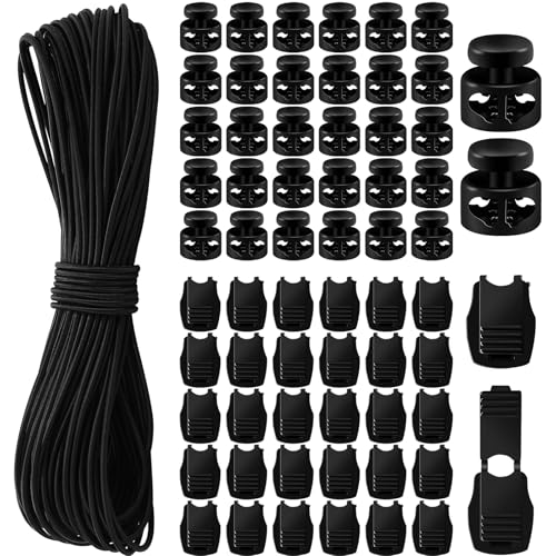 SEPGLITTER Elastische Gummischnur, 30 m Schwarzes Gummiband Gummikordel 30 Stück Reißverschluss und 30 Stück Doppel Loch Kunststoff Cord Locks für Reißverschlusskordeln für Rucksäcke, Schnürsenkel SEPGLITTER Elastische Gummischnur, 30 m Schwarzes Gummiband Gummikordel 30 Stück Reißverschluss und 30 Stück Doppel Loch Kunststoff Cord Locks für Reißverschlusskordeln für Rucksäcke, Schnürsenkel von SEPGLITTER