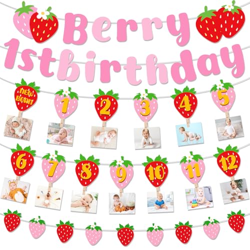 SEPGLITTER Erdbeere Erster Geburtstag Party Dekoration Beere 1. Geburtstag Baby Foto Banner für Neugeborene bis 12 Monate für Jungen Mädchen Foto Display Baby Shower Berry Party Dekorationen Supplies SEPGLITTER Erdbeere Erster Geburtstag Party Dekoration Beere 1. Geburtstag Baby Foto Banner für Neugeborene bis 12 Monate für Jungen Mädchen Foto Display Baby Shower Berry Party Dekorationen Supplies von SEPGLITTER