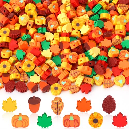 SEPGLITTER Polymer-Ton-Perlen, 300 Stück, Herbstblätter, Kürbis, Tannenzapfen, Tonperlen für Schmuckherstellung, Herbst, Erntedankfest, DIY-Armband, Halskette, Zubehör, Bastelzubehör, Partyzubehör SEPGLITTER Polymer-Ton-Perlen, 300 Stück, Herbstblätter, Kürbis, Tannenzapfen, Tonperlen für Schmuckherstellung, Herbst, Erntedankfest, DIY-Armband, Halskette, Zubehör, Bastelzubehör, Partyzubehör von SEPGLITTER