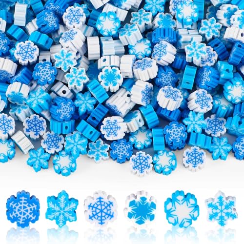 SEPGLITTER Schneeflocken-Polymer-Ton-Perlen, 300 Stück, Winter-Schneeton-Perlen für Schmuckherstellung, Weihnachten, DIY, Armband, Halskette, Zubehör, Bastelzubehör, Partyzubehör SEPGLITTER Schneeflocken-Polymer-Ton-Perlen, 300 Stück, Winter-Schneeton-Perlen für Schmuckherstellung, Weihnachten, DIY, Armband, Halskette, Zubehör, Bastelzubehör, Partyzubehör von SEPGLITTER